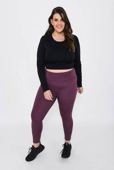 Focus 7/8 High Waisted Sport Leggings Curvy - Mulberry Plum