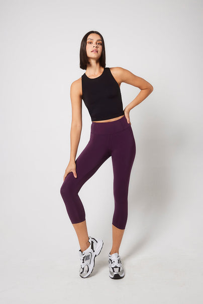 Focus Cropped High Waisted Sport Leggings - Mulberry Plum