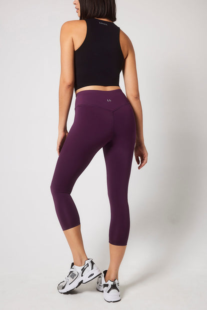 Focus Cropped High Waisted Sport Leggings - Mulberry Plum