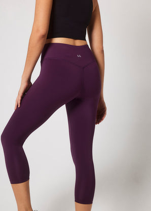 Focus Cropped High Waisted Sport Leggings - Mulberry Plum