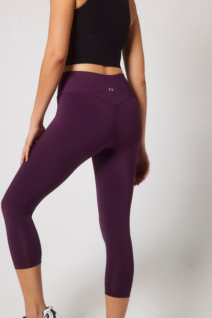 Focus Cropped High Waisted Sport Leggings - Mulberry Plum