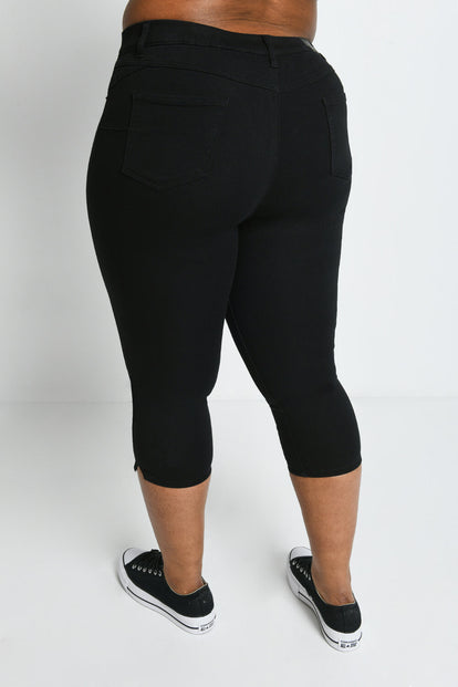 Cropped Jeggings Curvy - Black