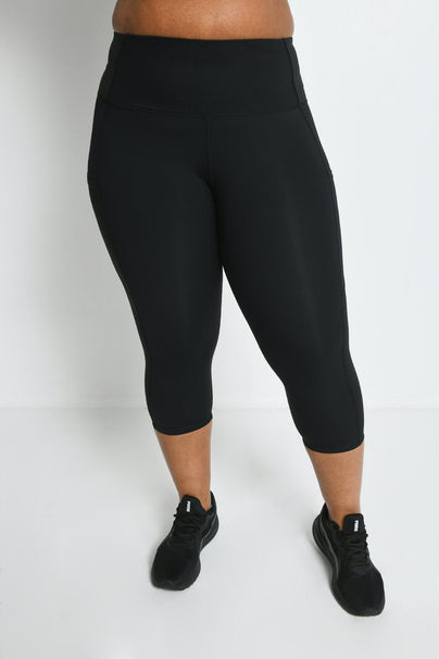 Energise Cropped Sport Leggings Curvy - Midnight Black