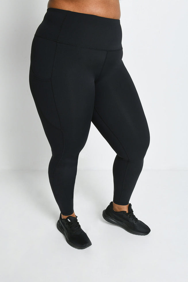 Energise High Waisted Gym Leggings Curvy - Midnight Black