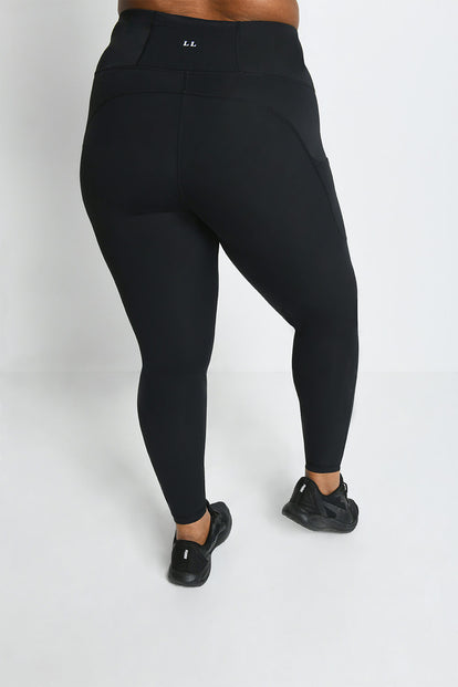 Energise High Waisted Gym Leggings Curvy - Midnight Black