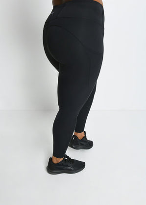 Energise High Waisted Gym Leggings Curvy - Midnight Black