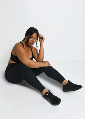 Energise High Waisted Gym Leggings Curvy - Midnight Black