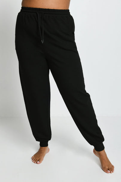 Luxus Lounge Jogginghose Curvy - Black