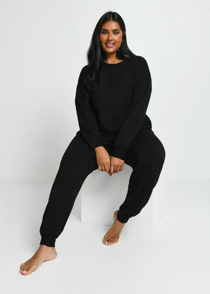 Luxus Lounge Jogginghose Curvy - Black