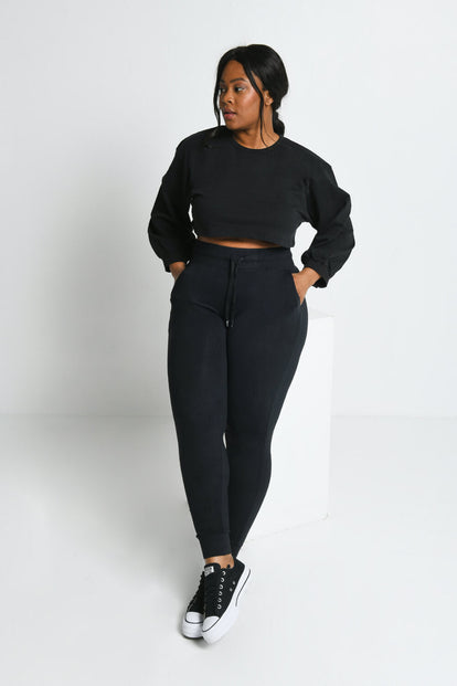 Recharge High Waisted Jogginghose - Midnight Black