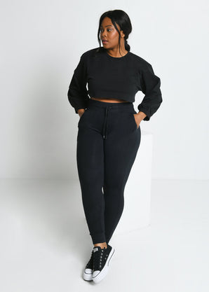 Recharge High Waisted Jogginghose Curvy - Black