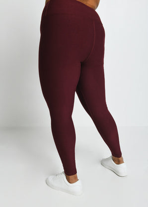 Everyday Winter High Waisted Leggings Curvy - Burgundy