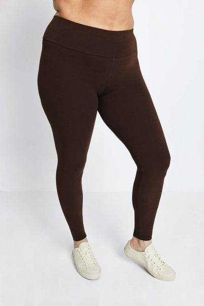 Everyday High Waisted Leggings Curvy - Chocolate Brown