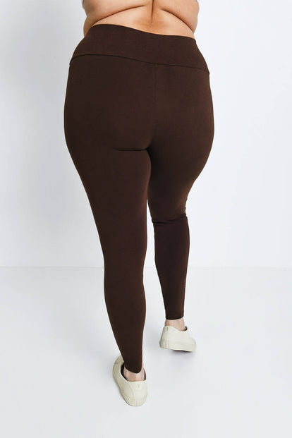 Everyday High Waisted Leggings Curvy - Chocolate Brown