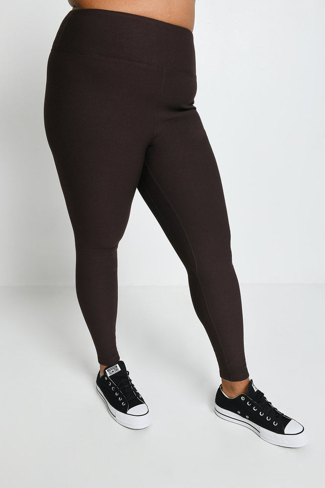 Everyday Winter High Waisted Leggings Curvy - Espresso Brown