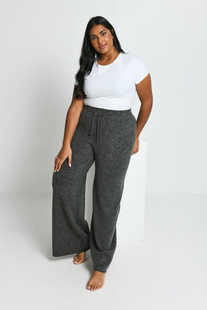 Lounge Strickhose Mit Weitem Bein Curvy - Grey