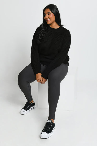 Everyday Winter High Waisted Leggings Curvy - Dark Grey