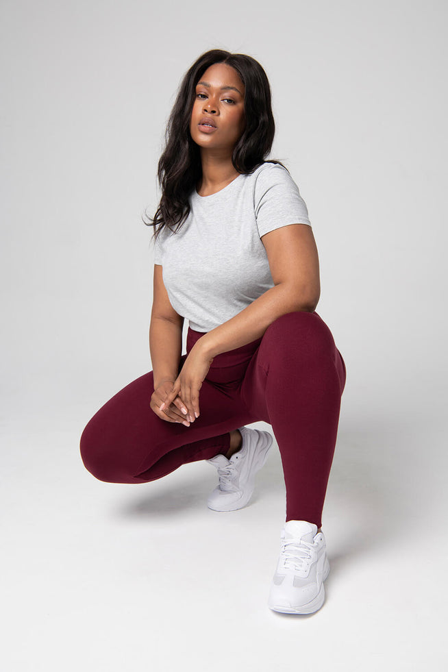 Everyday High Waisted Leggings Curvy - Burgundy