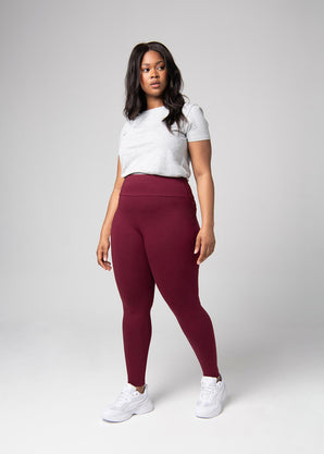 Everyday High Waisted Leggings Curvy - Burgundy