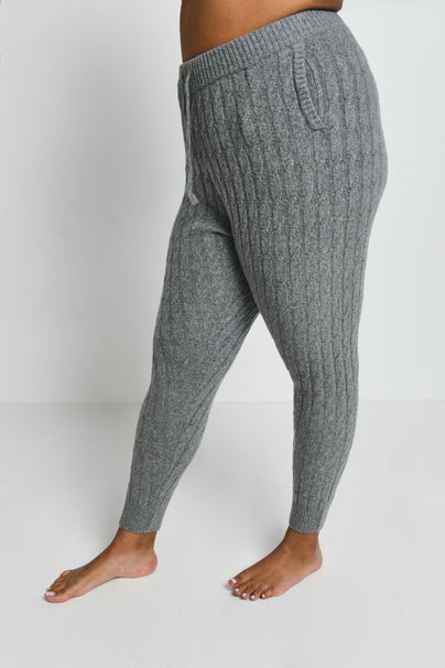 Jogginghose Mit Zopfstrickmuster Curvy - Grey