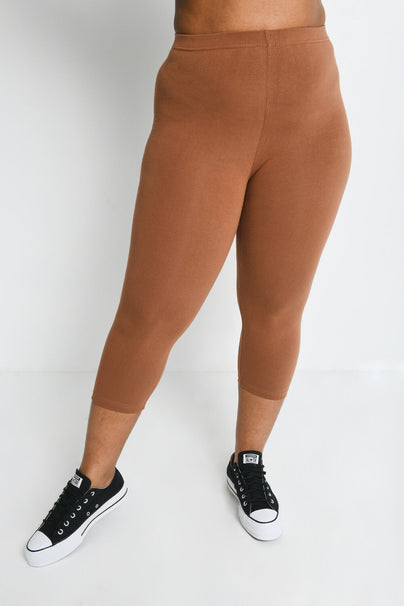 Everyday Cropped Leggings Curvy - Mocha Brown