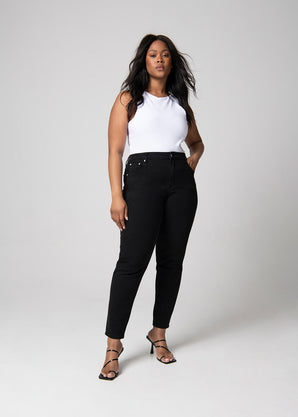 Slim-Fit Mom Jeans - Black