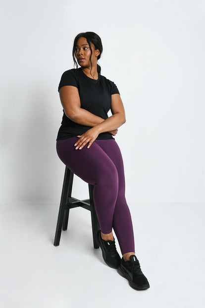 Focus High Waisted Sport Leggings Curvy - Mulberry Plum