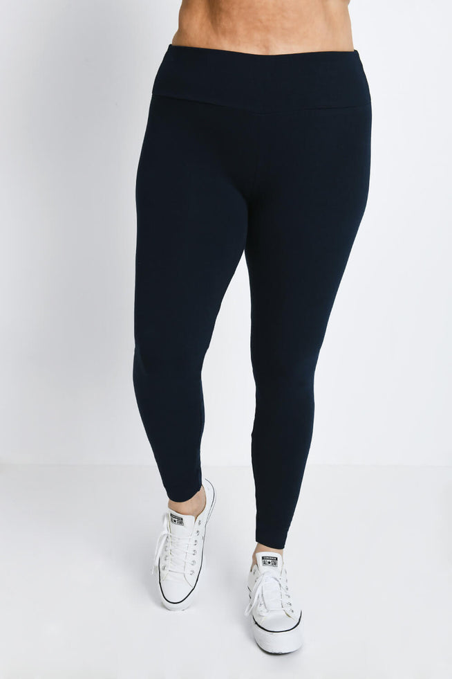 Everyday High Waisted Leggings Curvy - Navy Blue