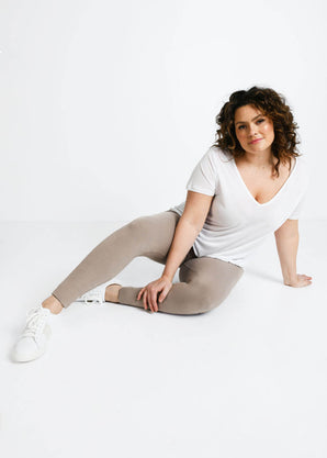 Everyday High Waisted Leggings Curvy - Oatmeal Beige