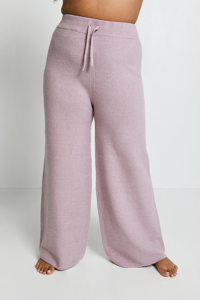 Lounge Strickhose Mit Weitem Bein Curvy - Pink