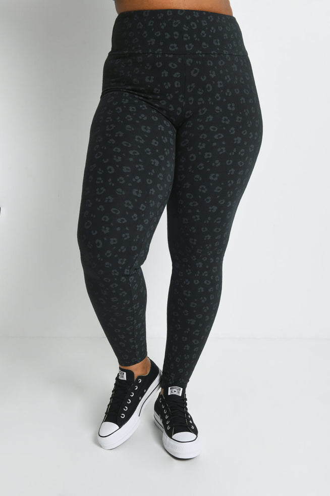 Everyday High Waisted Leggings Curvy - Black Animal Print