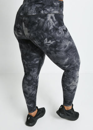 Revitalise High Waisted Leggings Curvy - Black Tie Dye