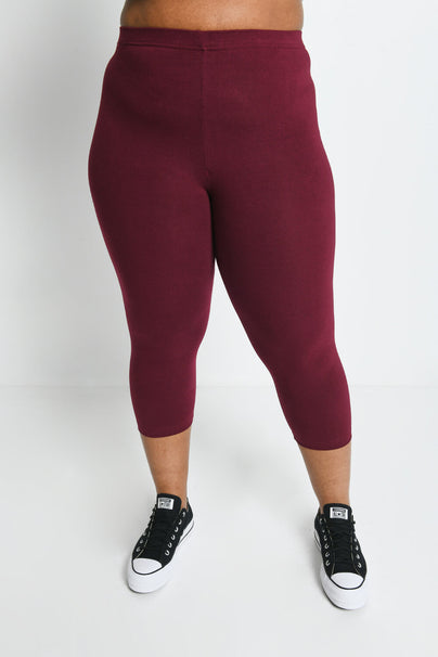 Everyday Cropped Leggings Curvy - Burgundy