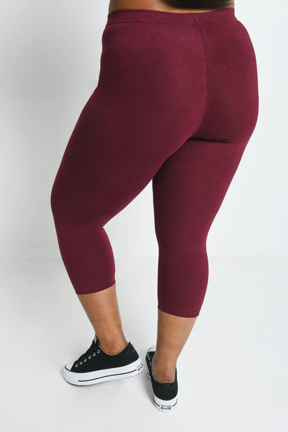 Everyday Cropped Leggings Curvy - Burgundy