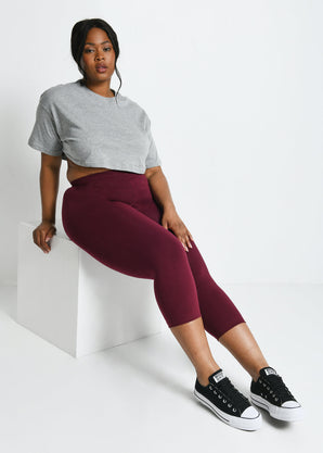 Everyday Cropped Leggings Curvy - Burgundy