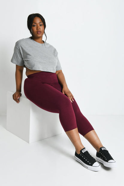 Everyday Cropped Leggings Curvy - Burgundy