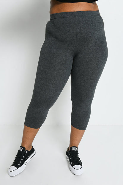 Everyday Cropped Leggings Curvy - Dark Grey Marl