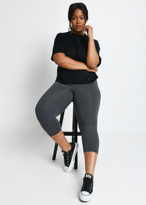 Everyday Cropped Leggings Curvy - Dark Grey Marl