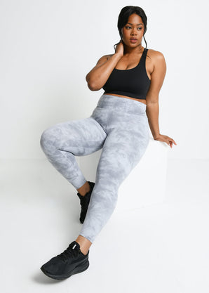 Revitalise 7/8 High Waisted Leggings Curvy - Sky Grey Tie Dye