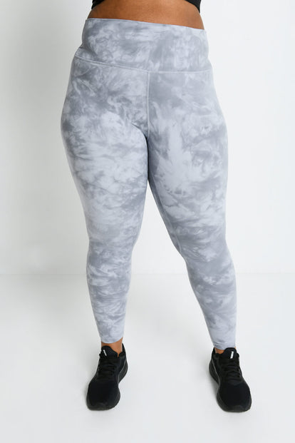 Revitalise High Waisted Leggings Curvy - Sky Grey Tie Dye