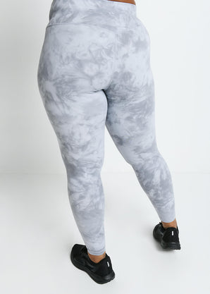 Revitalise High Waisted Leggings Curvy - Sky Grey Tie Dye