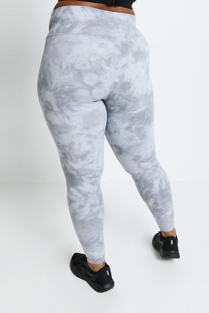 Revitalise High Waisted Leggings Curvy - Sky Grey Tie Dye