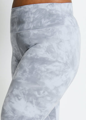 Revitalise High Waisted Leggings Curvy - Sky Grey Tie Dye