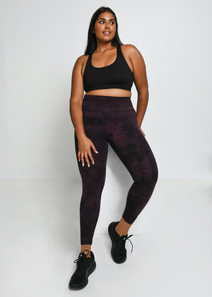 Revitalise 7/8 High Waisted Leggings Curvy - Dark Cherry Tie Dye