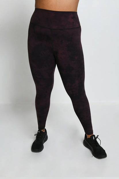 Revitalise High Waisted Leggings Curvy - Dark Cherry Tie Dye