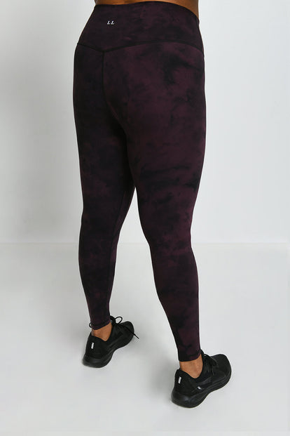 Revitalise High Waisted Leggings Curvy - Dark Cherry Tie Dye