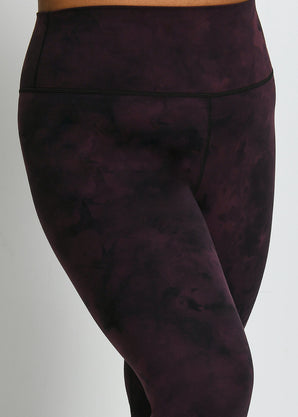 Revitalise High Waisted Leggings Curvy - Dark Cherry Tie Dye