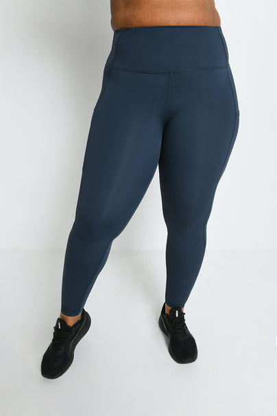 Energise High Waisted Gym Leggings Curvy - Thunder Blue