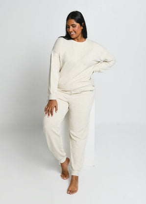 Luxus Lounge Jogginghose Curvy - Vanilla Marl