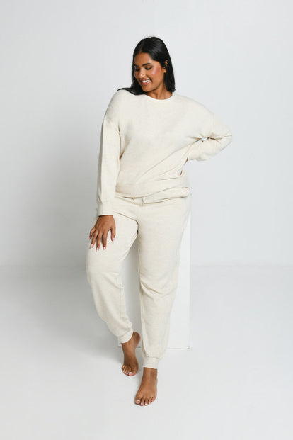 Luxus Lounge Jogginghose Curvy - Vanilla Marl